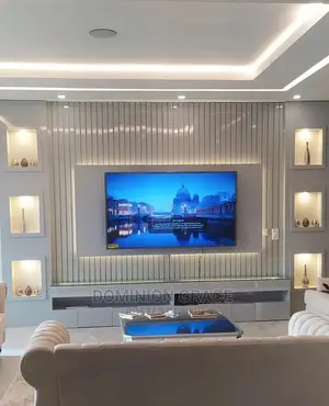 Luxury Tv Console LED Lights and Drawers.