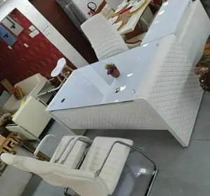 White Office Table With MD Chair and 2 Visitor's Chair