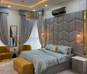 6ft by 6ft Bed Frame With High Padded Headboard