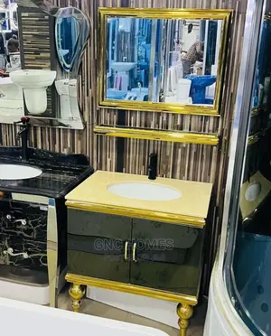 Gold Carbinet Baisn With LED Mirror