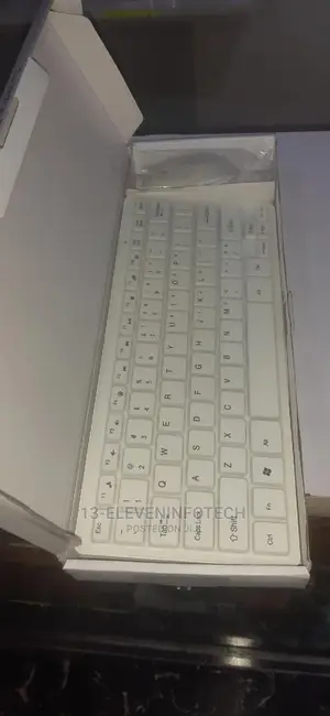 White Mini Wireless Keyboard With Mouse.