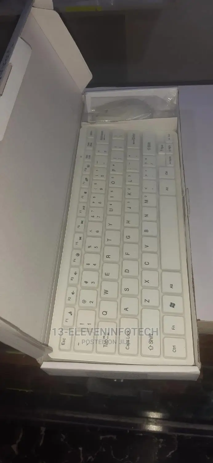 White Mini Wireless Keyboard With Mouse.