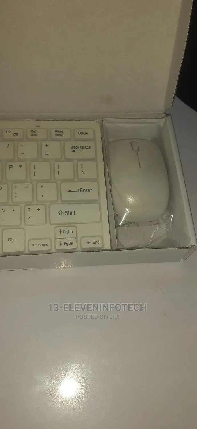 White Mini Wireless Keyboard With Mouse.