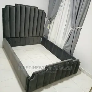 Quality Fabric Padded Bedframe With Head Boards and Drawers.