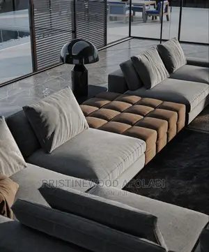 Luxury L-Shaped Living Room Fabric Sofa Chair.