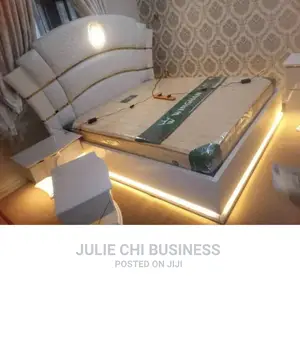 Quality Light Bed Frame With Side Stools N Mirror