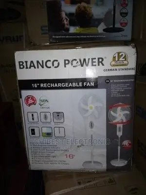 16 Bianco Power Rechargeable Fan With Warranty Brand New