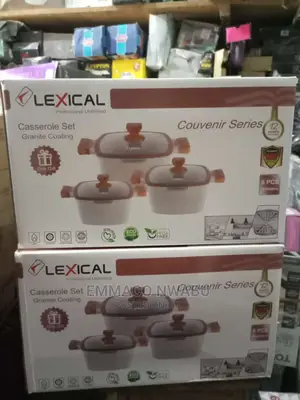 Lexical 3 Set Marble High Standard Pot With Glass Cover.