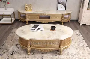 Executive Imported Marble Top Tv Stand and Center Table