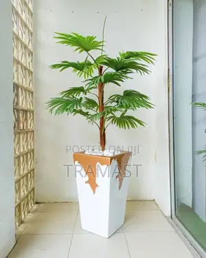Artificial Palm Plant With Tapered Fiberglass Vase