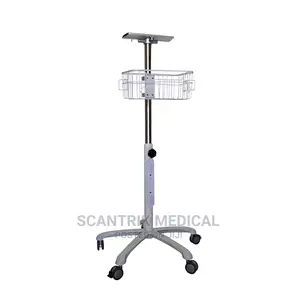 Portable Medical Patient Monitor Trolley With Basket