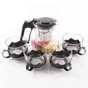 Glass Heat-Resistant Stainless Strainer Teapot 4 Tea Cups