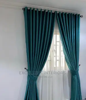 Plain Green Satin Curtains