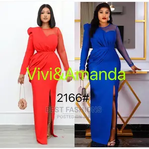 Ladies Quality Red Long Dinner Gown