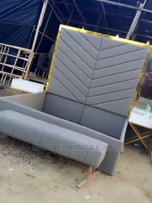 Beautiful Padded Bed With Ottoma
