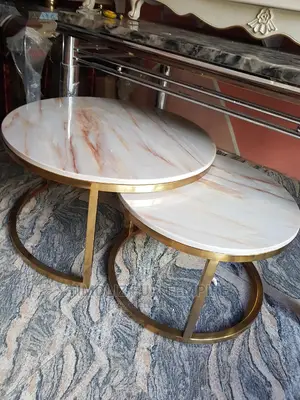 Pure Marble 2 In 1 Center Table With Golden Frame.