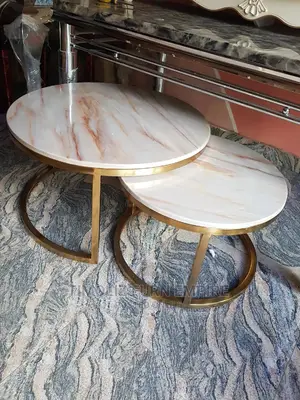 2 in 1 Marble Center Table With Golden Frame, High Quality.