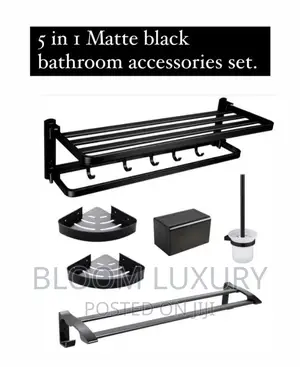 5 in 1 Black Bathroom Accessories