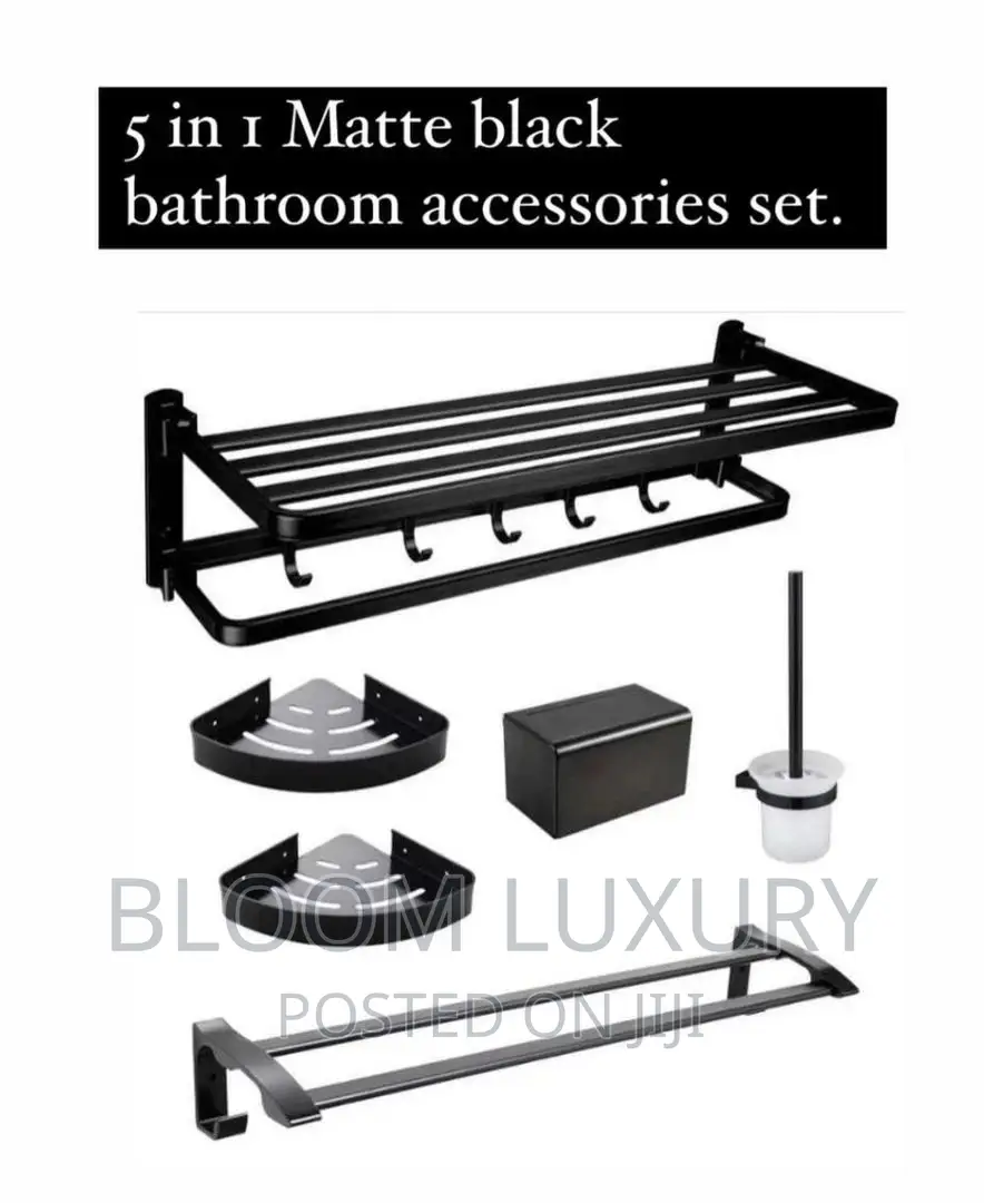 5 in 1 Black Bathroom Accessories