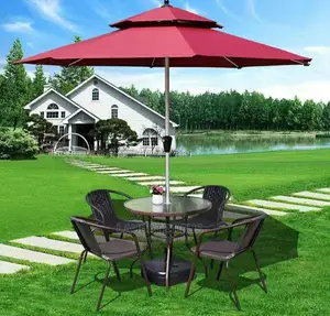 Garden/ Outdoor Table With 4 Seaters and Sun Umbrella