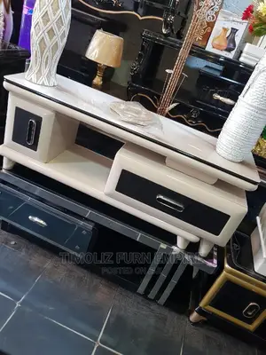 Adjustable TV Stand With Various Storage Spaces, Black White