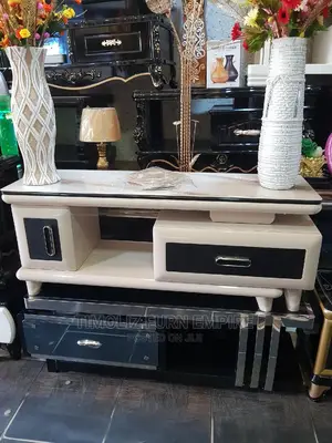 Adjustable TV Stand With Various Storage Spaces, Black White