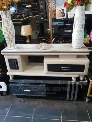 Adjustable TV Stand With Various Storage Spaces, Black White