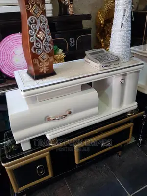 Adjustable TV Stand With Storage Spaces/Very Portable-White