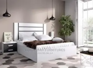 6 by 6 White Bedframe With Bedside Drawer