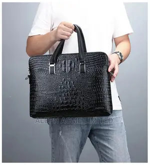 Luxury Men's Leather Office Hand Bag Croc Skin Briefcase