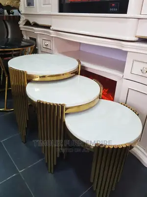 Three-in-One Marble Top Extendable Side Tables