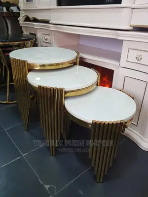Extendable 3in1 Marble Side Tables With Gold Leg.