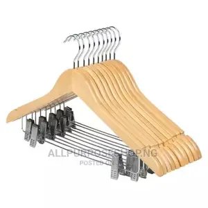 10pcs Wooden Hangers With Clips