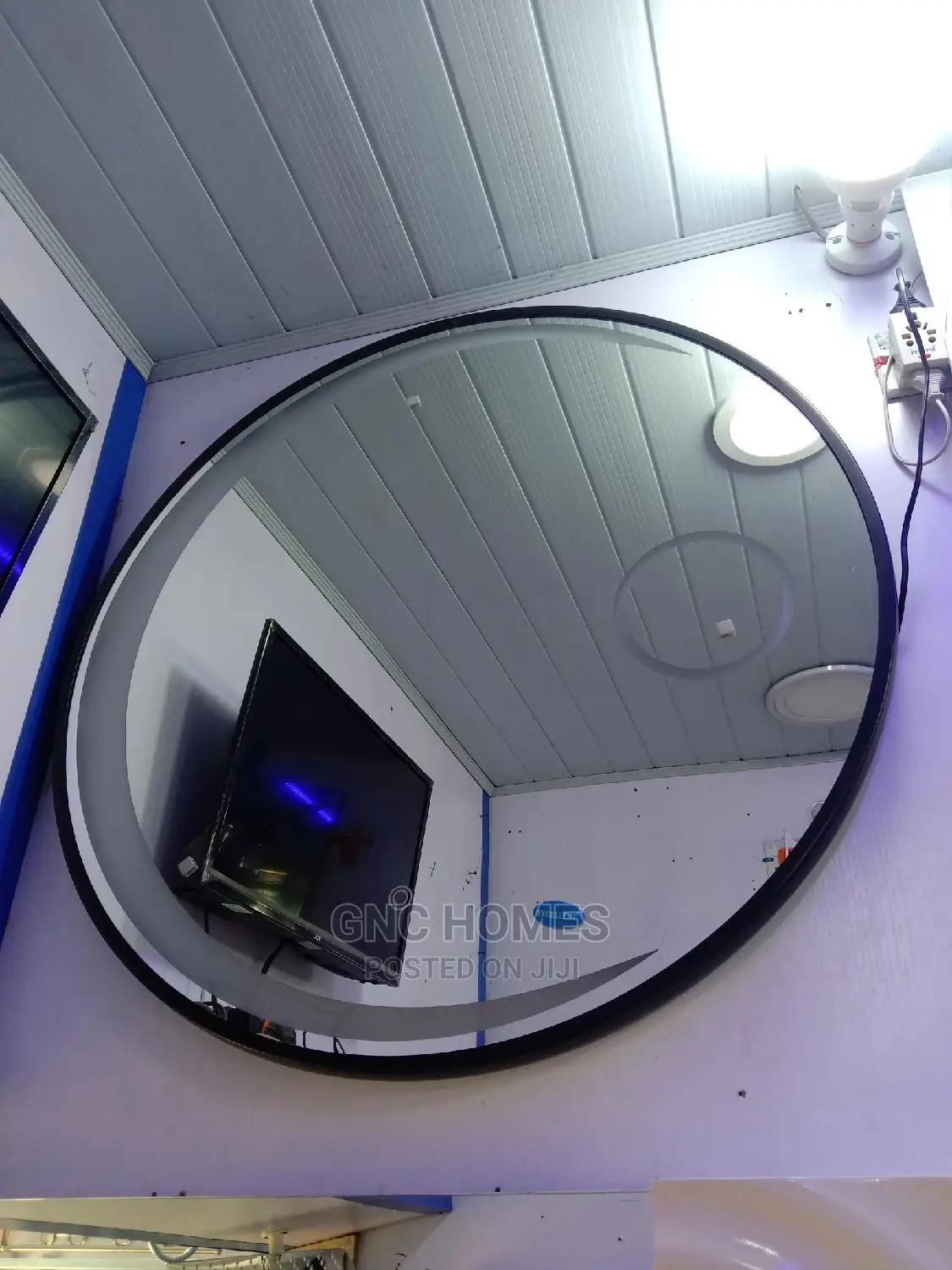 Gold/Black LED Flame Mirror 80cm