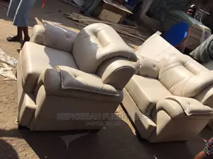 7 Seaters Cream Leather Sofa