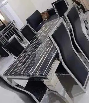 Marble Dining Table by Six With Pure Leather Chairs