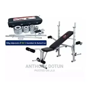 Weight Bench Adjustable 2 in 1 Dumbbell Barbell 50kg