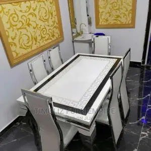 Versace Marble Dining Table With Six Chairs