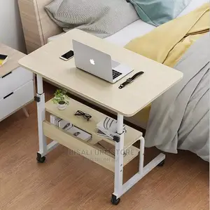 Wooden Laptop Table With Wheels and Shelf