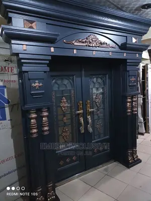 5ft Entrance Copper Door With Glass and Ark and Pillars
