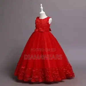 Red Ceremonial Fluffy Birthday Princess Ball Gown