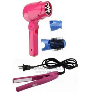 2-in-1 Mini Hair Dryer + Travel Hair Perming Straightener