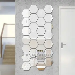 12 Piece 3D Hexagon Acrylic Mirror Wall Stickers DIY BIG