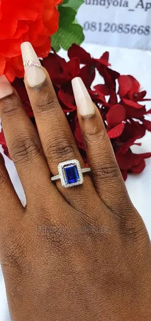 Touch Of Blue Princess Cut Engagement Ring